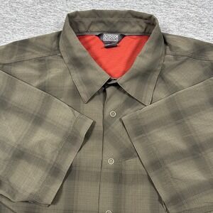 Outdoor Research Shirt Mens XL Green Plaid Astroman Sun Short Sleeve Hiking